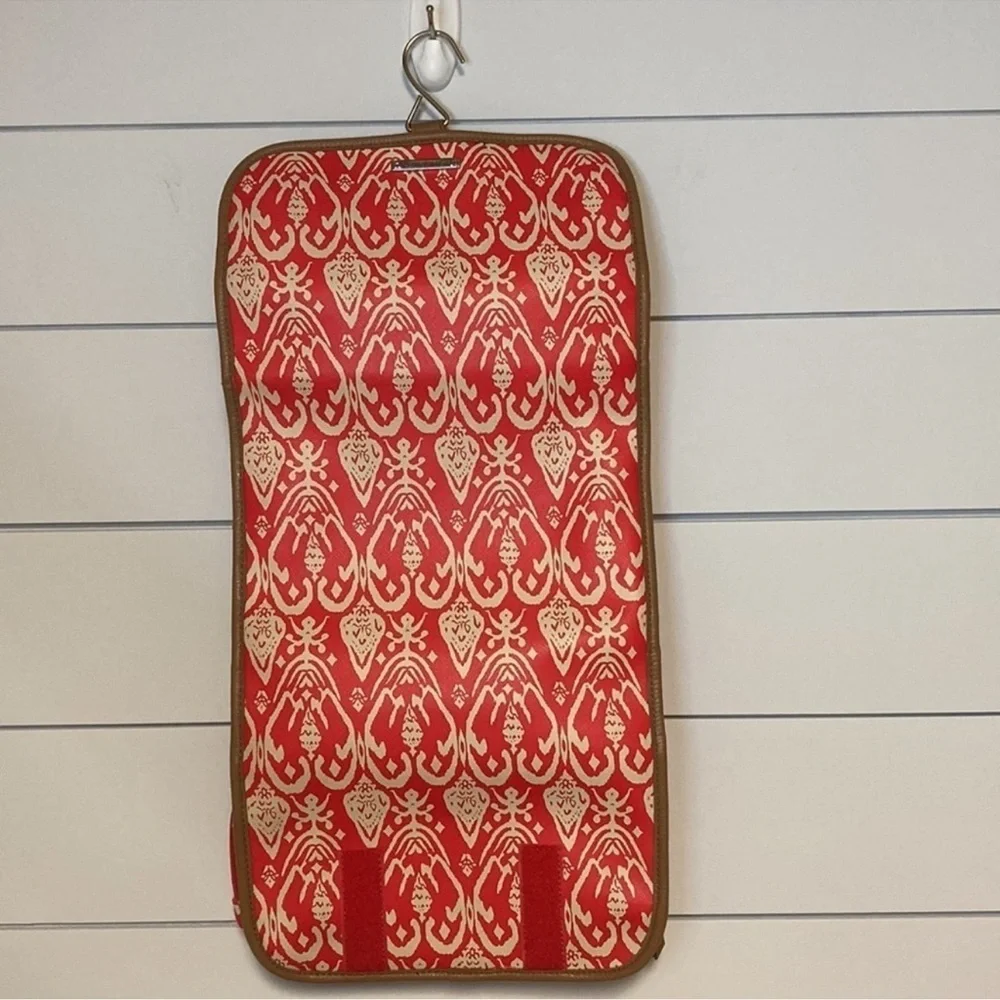 Stella & Dot Red Ikat Hanging Travel Cosmetic Case